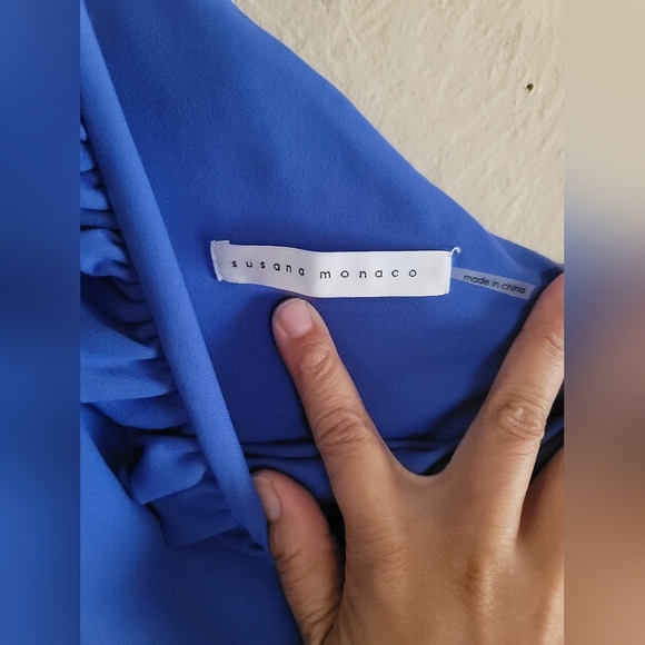 Susana Monaco, One Shoulder Dress, Dazzling Blue, Size Large - Picture 4 of 6